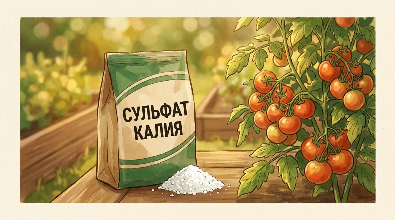 Сульфат калия для растений: подкормка во время плодоношения в июне 2026